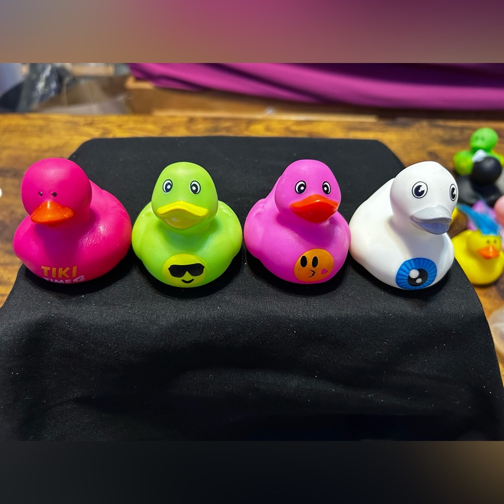 Colorful Emoji Rubber Duck Set - Pink, Green, Purple, White